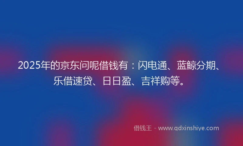 2025年的京东问呢借钱有：闪电通、蓝鲸分期、乐借速贷、日日盈、吉祥购等。