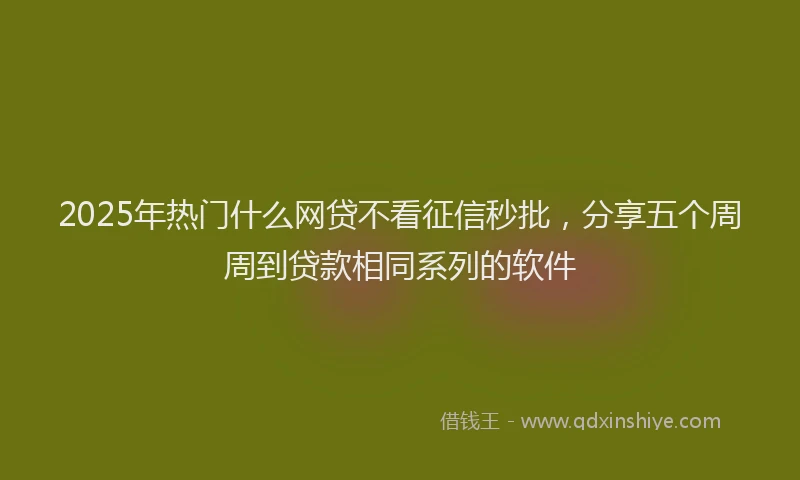 2025年热门什么网贷不看征信秒批，分享五个周周到贷款相同系列的软件