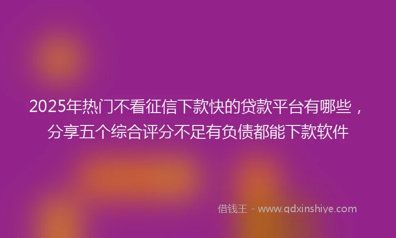 2025年热门不看征信下款快的贷款平台有哪些，分享五个综合评分不足有负债都能下款软件