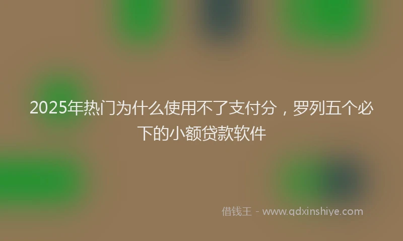 2025年热门为什么使用不了支付分，罗列五个必下的小额贷款软件
