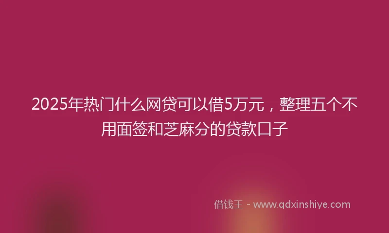 2025年热门什么网贷可以借5万元，整理五个不用面签和芝麻分的贷款口子