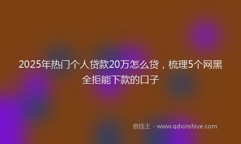 2025年热门个人贷款20万怎么贷，梳理5个网黑全拒能下款的口子