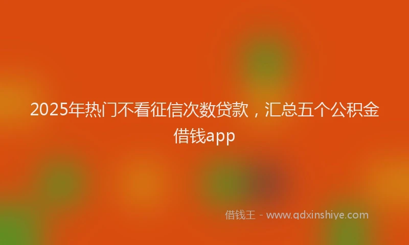2025年热门不看征信次数贷款，汇总五个公积金借钱app