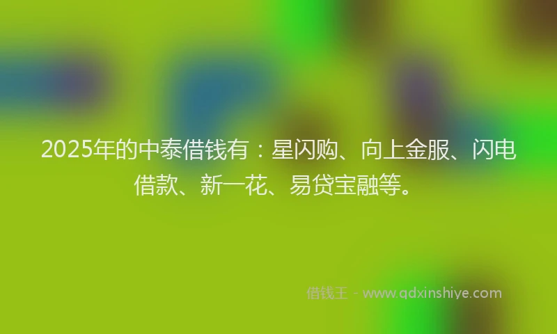 2025年的中泰借钱有：星闪购、向上金服、闪电借款、新一花、易贷宝融等。