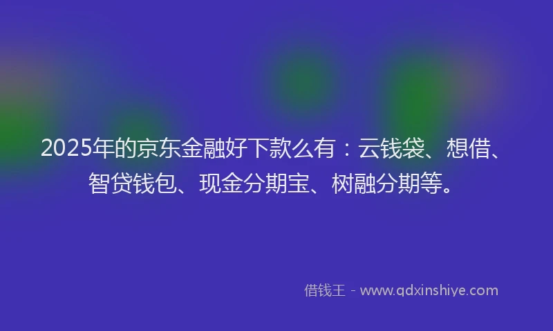 2025年的京东金融好下款么有：云钱袋、想借、智贷钱包、现金分期宝、树融分期等。