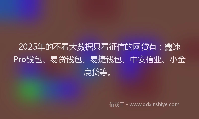 2025年的不看大数据只看征信的网贷有：鑫速Pro钱包、易贷钱包、易捷钱包、中安信业、小金鹿贷等。