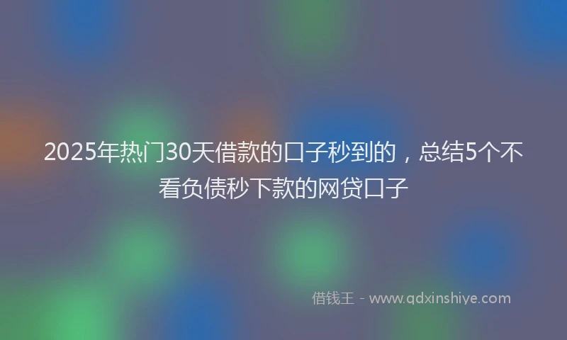 2025年热门30天借款的口子秒到的，总结5个不看负债秒下款的网贷口子