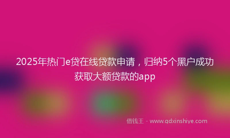 2025年热门e贷在线贷款申请，归纳5个黑户成功获取大额贷款的app