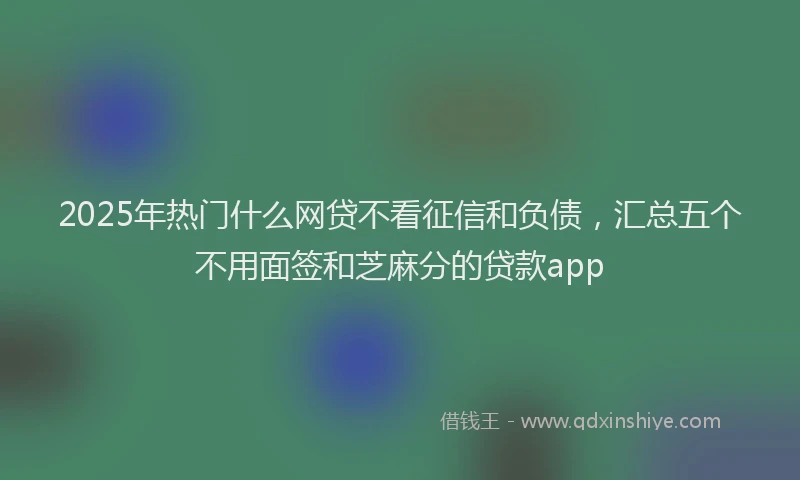 2025年热门什么网贷不看征信和负债，汇总五个不用面签和芝麻分的贷款app