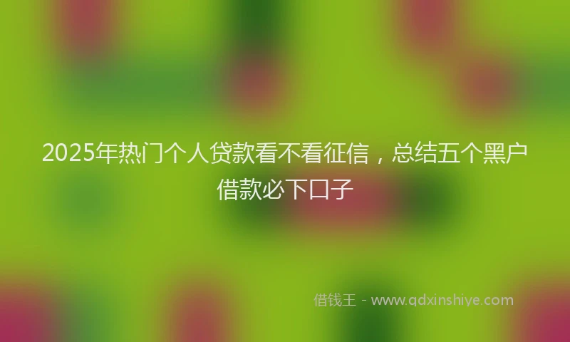 2025年热门个人贷款看不看征信，总结五个黑户借款必下口子