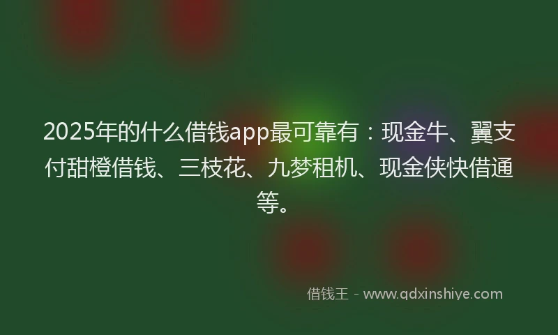 2025年的什么借钱app最可靠有：现金牛、翼支付甜橙借钱、三枝花、九梦租机、现金侠快借通等。