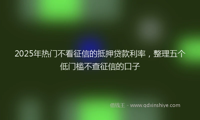 2025年热门不看征信的抵押贷款利率，整理五个低门槛不查征信的口子