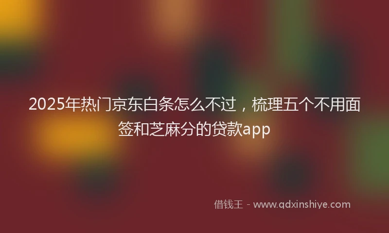 2025年热门京东白条怎么不过，梳理五个不用面签和芝麻分的贷款app