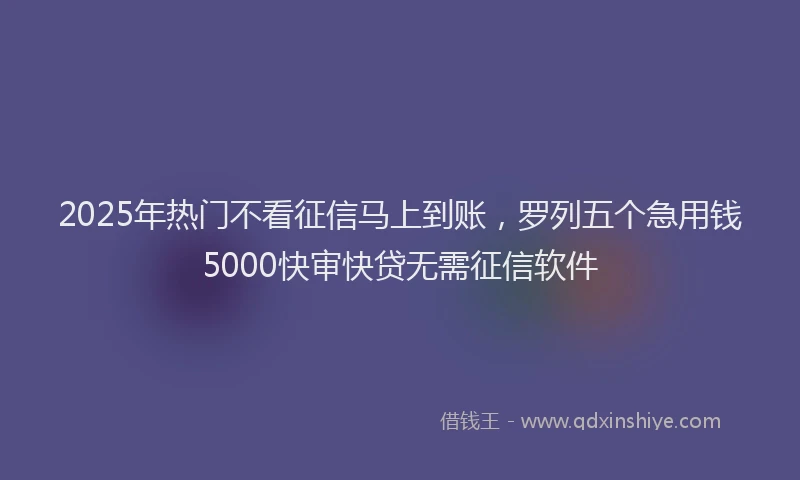 2025年热门不看征信马上到账，罗列五个急用钱5000快审快贷无需征信软件