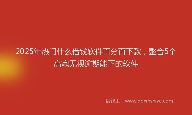 2025年热门什么借钱软件百分百下款，整合5个高炮无视逾期能下的软件