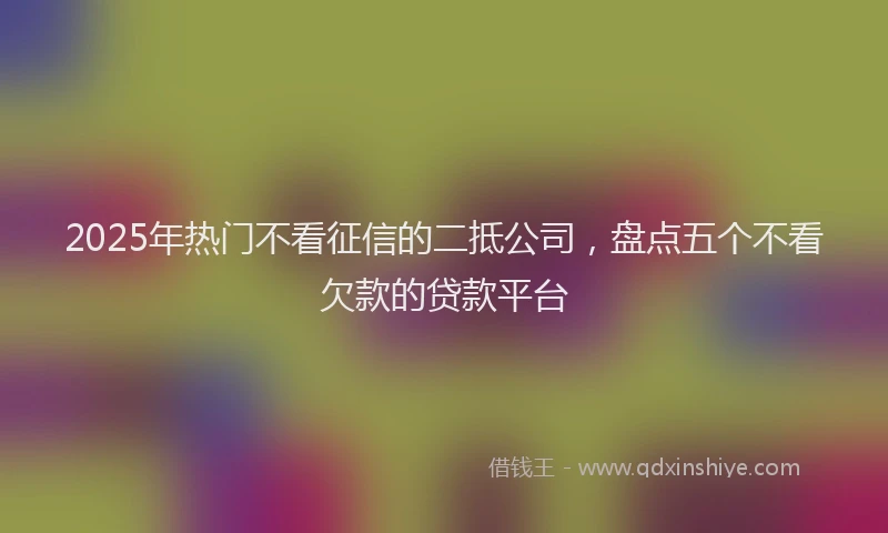 2025年热门不看征信的二抵公司，盘点五个不看欠款的贷款平台