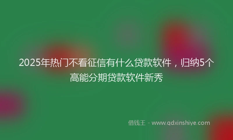 2025年热门不看征信有什么贷款软件，归纳5个高能分期贷款软件新秀