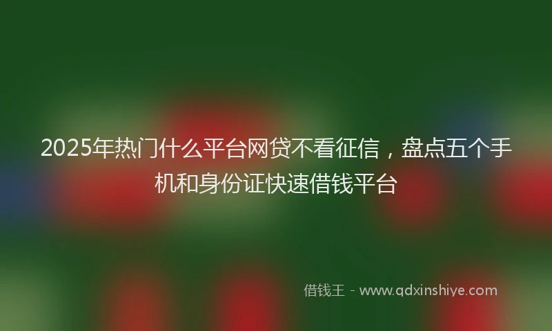 2025年热门什么平台网贷不看征信，盘点五个手机和身份证快速借钱平台