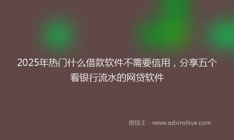 2025年热门什么借款软件不需要信用，分享五个看银行流水的网贷软件