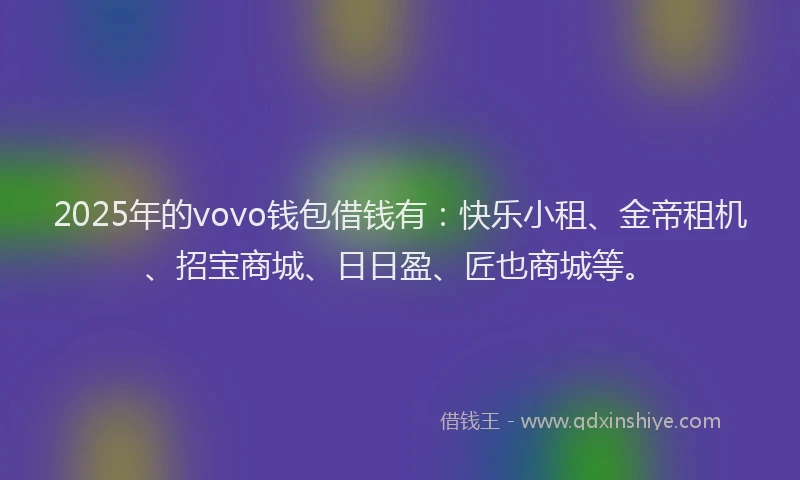 2025年的vovo钱包借钱有：快乐小租、金帝租机、招宝商城、日日盈、匠也商城等。