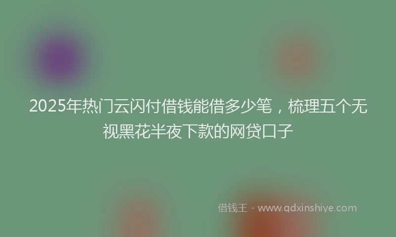 2025年热门云闪付借钱能借多少笔，梳理五个无视黑花半夜下款的网贷口子