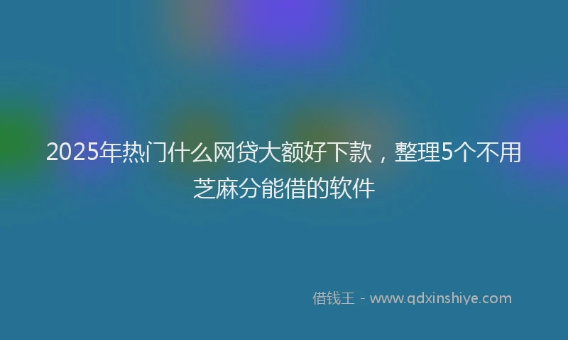 2025年热门什么网贷大额好下款，整理5个不用芝麻分能借的软件