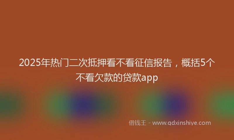 2025年热门二次抵押看不看征信报告，概括5个不看欠款的贷款app