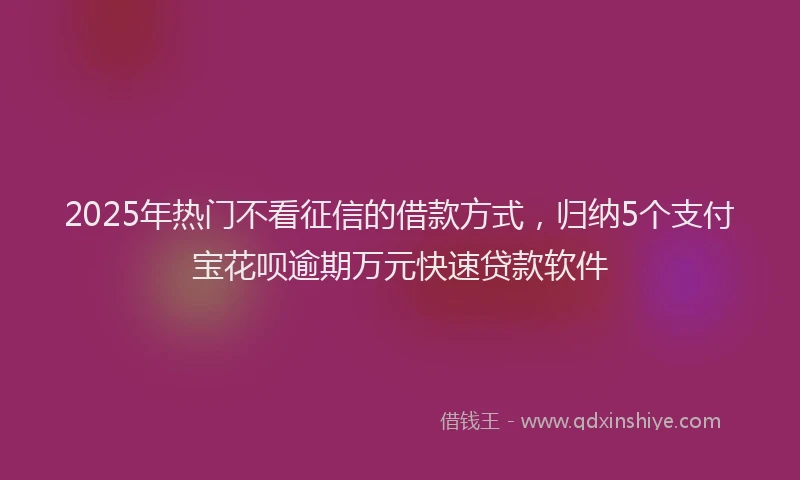 2025年热门不看征信的借款方式，归纳5个支付宝花呗逾期万元快速贷款软件