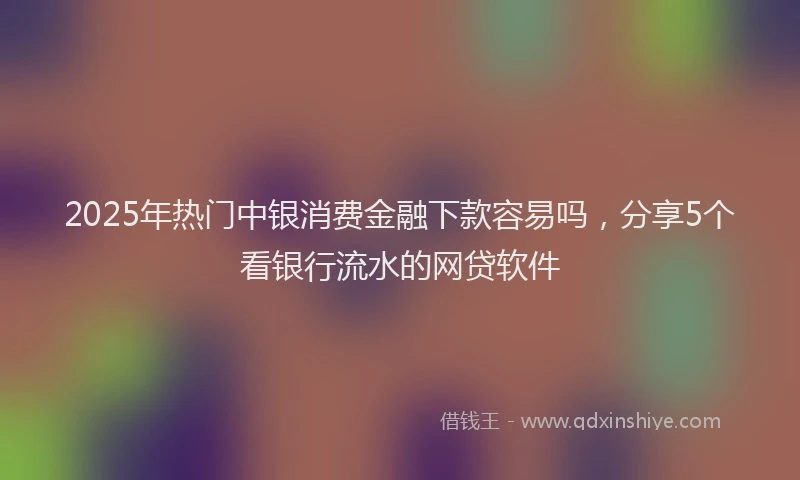 2025年热门中银消费金融下款容易吗，分享5个看银行流水的网贷软件