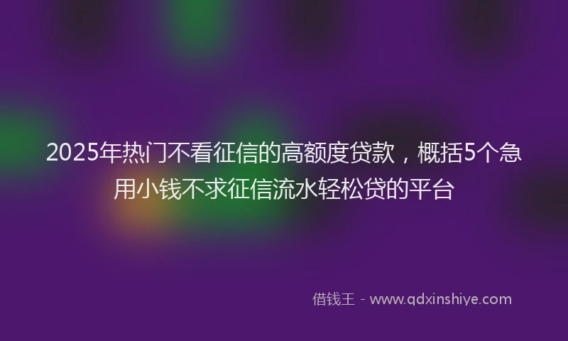 2025年热门不看征信的高额度贷款，概括5个急用小钱不求征信流水轻松贷的平台