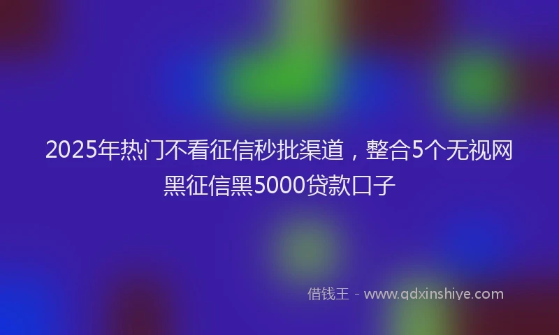2025年热门不看征信秒批渠道，整合5个无视网黑征信黑5000贷款口子