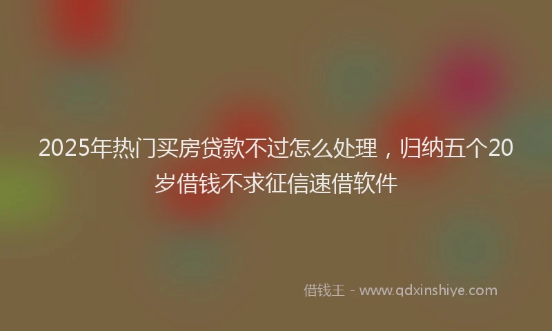 2025年热门买房贷款不过怎么处理，归纳五个20岁借钱不求征信速借软件