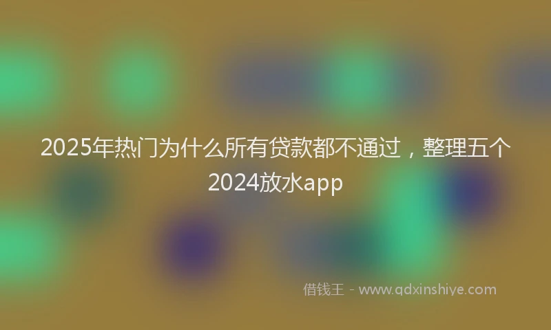2025年热门为什么所有贷款都不通过，整理五个2024放水app