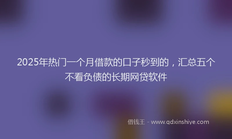 2025年热门一个月借款的口子秒到的，汇总五个不看负债的长期网贷软件