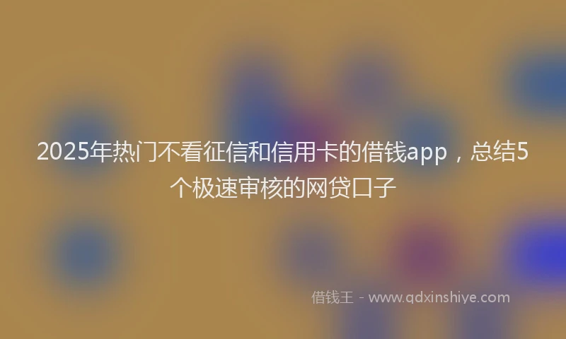 2025年热门不看征信和信用卡的借钱app，总结5个极速审核的网贷口子