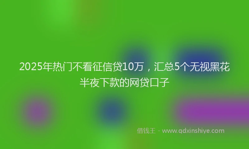 2025年热门不看征信贷10万，汇总5个无视黑花半夜下款的网贷口子