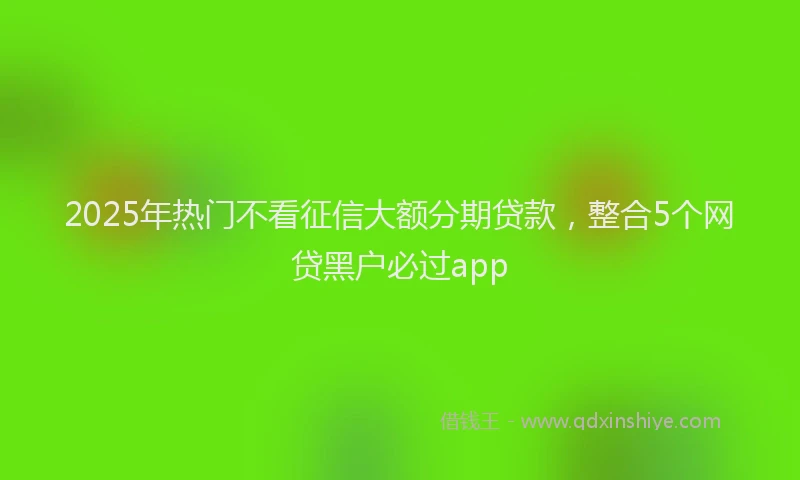 2025年热门不看征信大额分期贷款，整合5个网贷黑户必过app