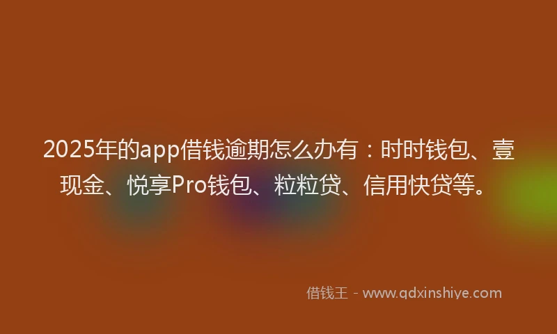 2025年的app借钱逾期怎么办有：时时钱包、壹现金、悦享Pro钱包、粒粒贷、信用快贷等。