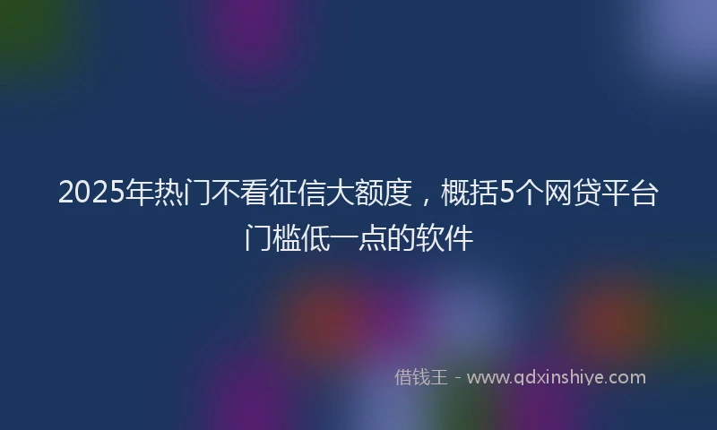 2025年热门不看征信大额度，概括5个网贷平台门槛低一点的软件