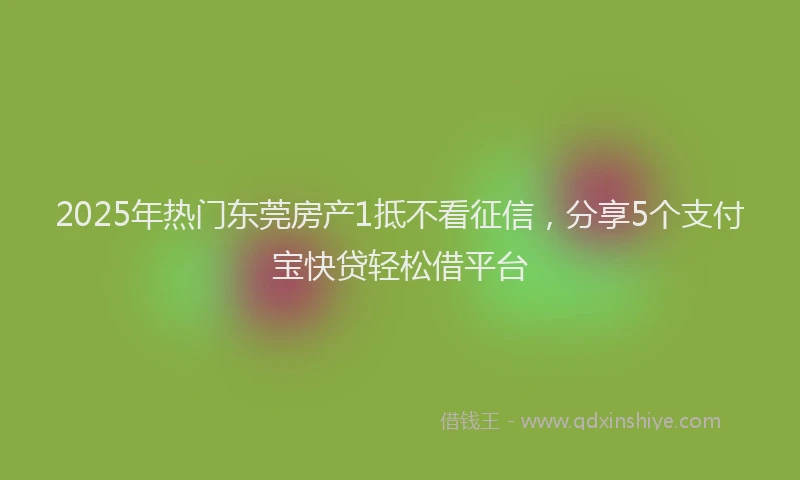 2025年热门东莞房产1抵不看征信，分享5个支付宝快贷轻松借平台