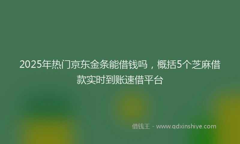 2025年热门京东金条能借钱吗，概括5个芝麻借款实时到账速借平台