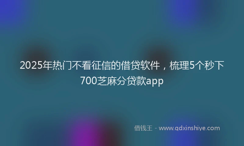2025年热门不看征信的借贷软件，梳理5个秒下700芝麻分贷款app
