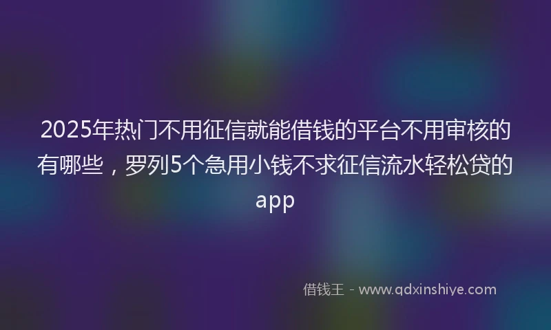 2025年热门不用征信就能借钱的平台不用审核的有哪些，罗列5个急用小钱不求征信流水轻松贷的app