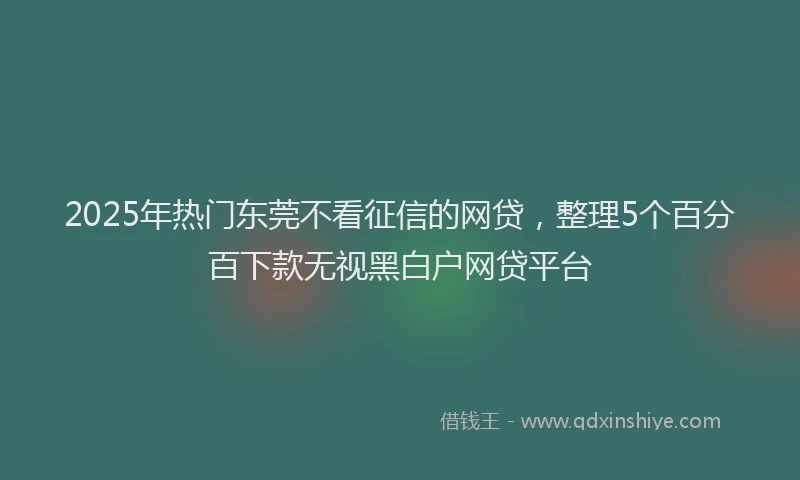 2025年热门东莞不看征信的网贷，整理5个百分百下款无视黑白户网贷平台