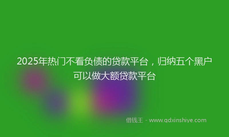2025年热门不看负债的贷款平台，归纳五个黑户可以做大额贷款平台