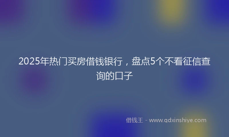 2025年热门买房借钱银行，盘点5个不看征信查询的口子