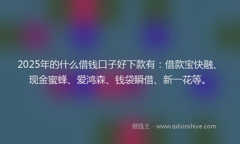 2025年的什么借钱口子好下款有：借款宝快融、现金蜜蜂、爱鸿森、钱袋瞬借、新一花等。