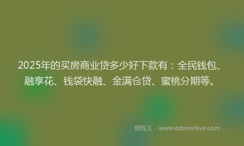 2025年的买房商业贷多少好下款有：全民钱包、融享花、钱袋快融、金满仓贷、蜜桃分期等。