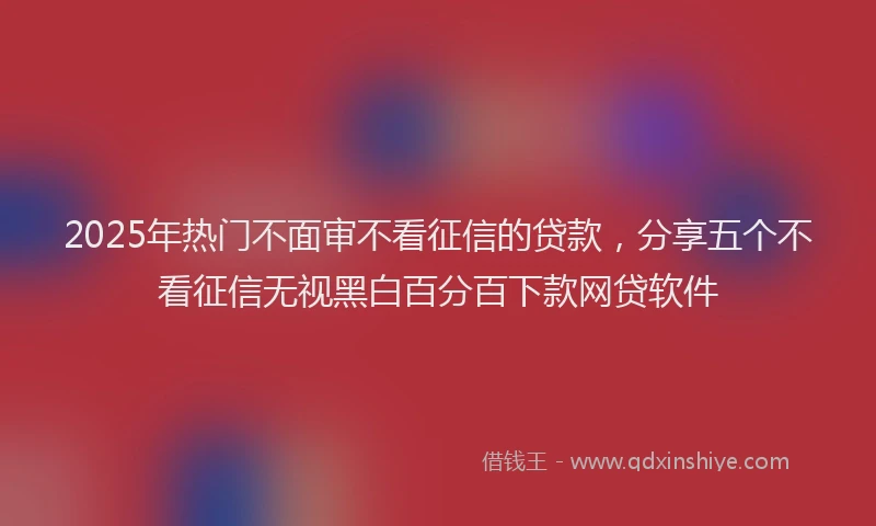 2025年热门不面审不看征信的贷款，分享五个不看征信无视黑白百分百下款网贷软件