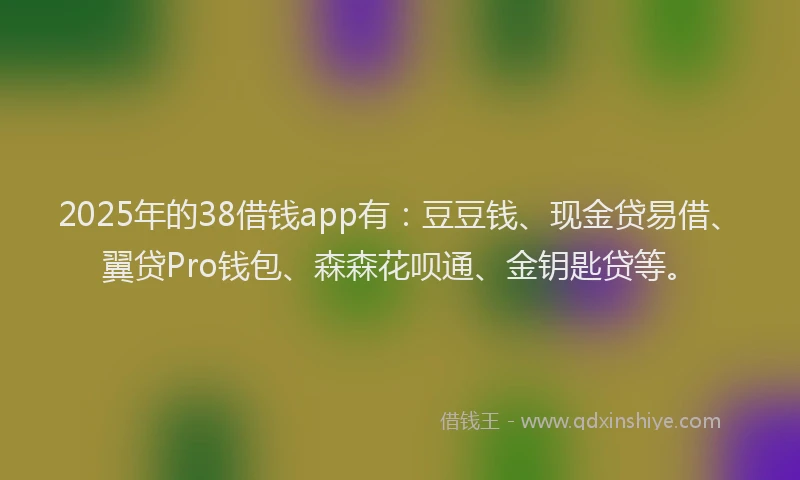 2025年的38借钱app有：豆豆钱、现金贷易借、翼贷Pro钱包、森森花呗通、金钥匙贷等。